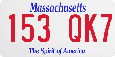 MA license plate 153QK7