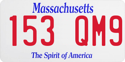 MA license plate 153QM9