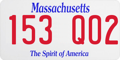 MA license plate 153QO2
