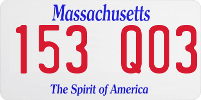 MA license plate 153QO3