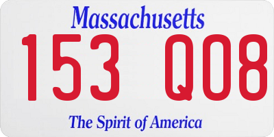 MA license plate 153QO8
