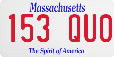 MA license plate 153QU0
