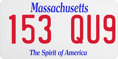 MA license plate 153QU9