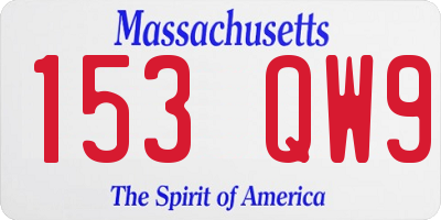 MA license plate 153QW9