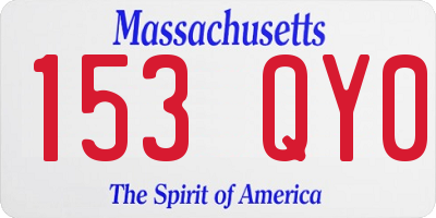 MA license plate 153QY0