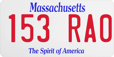 MA license plate 153RA0