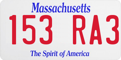 MA license plate 153RA3