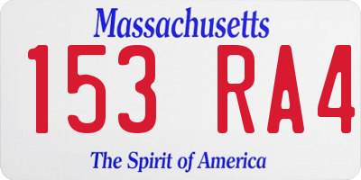 MA license plate 153RA4
