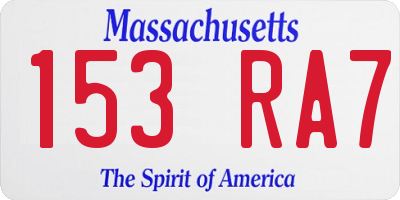 MA license plate 153RA7