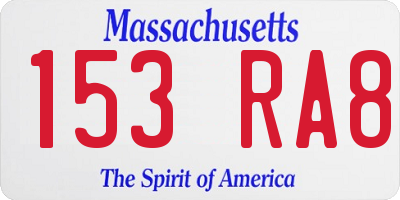 MA license plate 153RA8