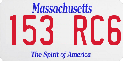 MA license plate 153RC6