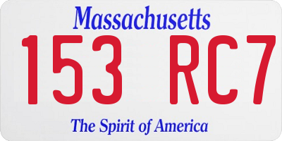 MA license plate 153RC7