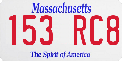 MA license plate 153RC8