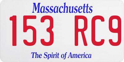 MA license plate 153RC9