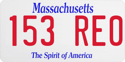 MA license plate 153RE0