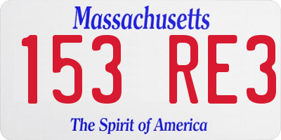 MA license plate 153RE3