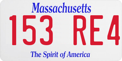 MA license plate 153RE4