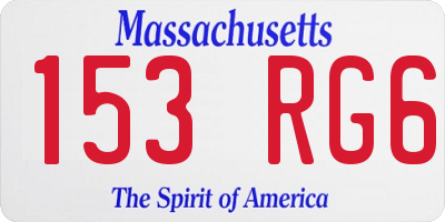 MA license plate 153RG6