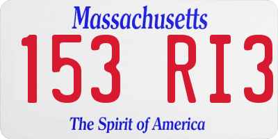 MA license plate 153RI3