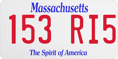 MA license plate 153RI5