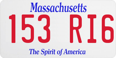 MA license plate 153RI6