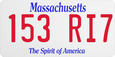 MA license plate 153RI7