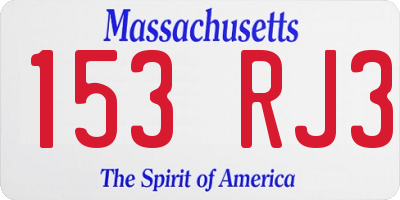 MA license plate 153RJ3