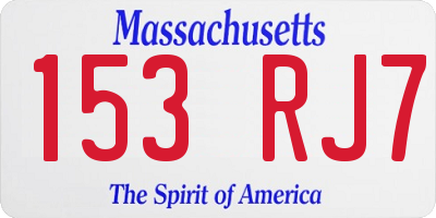 MA license plate 153RJ7