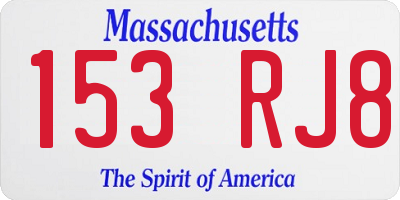 MA license plate 153RJ8
