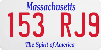 MA license plate 153RJ9