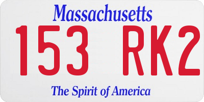 MA license plate 153RK2