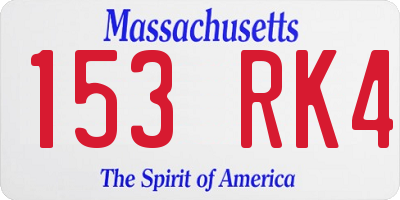 MA license plate 153RK4