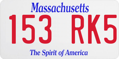 MA license plate 153RK5