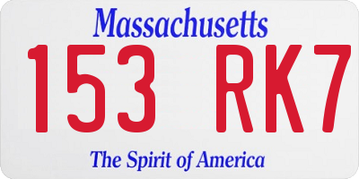 MA license plate 153RK7