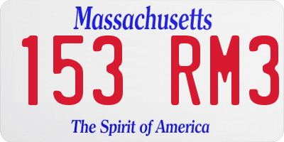 MA license plate 153RM3