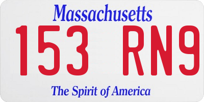 MA license plate 153RN9