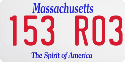 MA license plate 153RO3