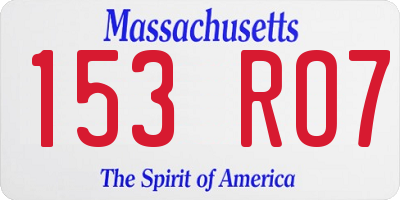 MA license plate 153RO7