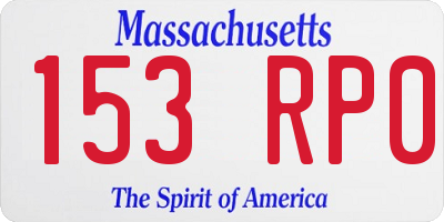 MA license plate 153RP0