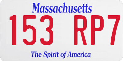MA license plate 153RP7
