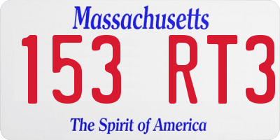 MA license plate 153RT3