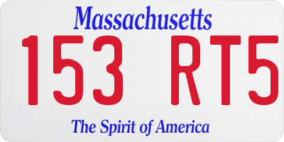 MA license plate 153RT5