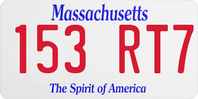 MA license plate 153RT7