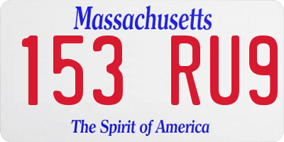 MA license plate 153RU9