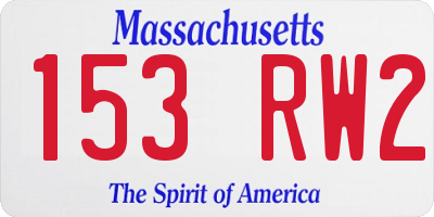 MA license plate 153RW2