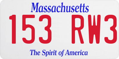 MA license plate 153RW3