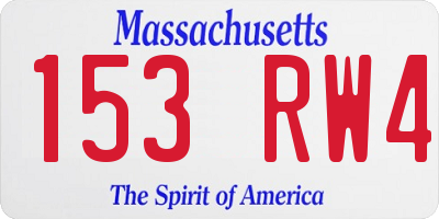MA license plate 153RW4