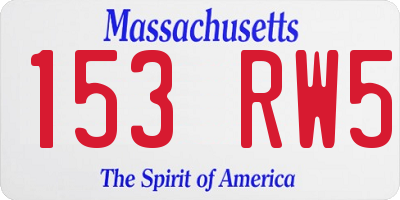 MA license plate 153RW5