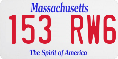 MA license plate 153RW6