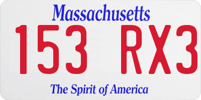 MA license plate 153RX3